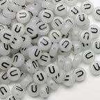 200PCS Letter Beads Glow in The Dark 4x7mm Acrylic Alphabet Vowel Letter U Beads for Jewelry Making Bracelet - color: U-200PCS