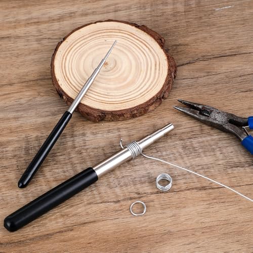 2 Pack Coil Jig Tool Set, Stainless Steel Micro 1.5mm-10mm Wire Looping Winding Rod, Wire Looping Wrapping Step Mandrel, 10 Sizes Round Multi Jump Ring Mandrel Wire Looping Rods Forming Rings Tool