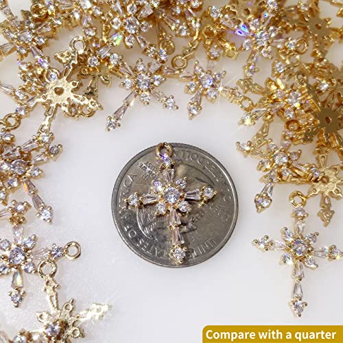 Zirconia Crystal Rhinestone Cross Charms for Jewelry Making Bracelet Necklace Choke Earring Pendant Key Chain Craft Supplies DIY Accessories - color: A_10Pcs