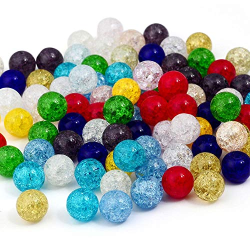 RUBYCA Assorted Mixed Round Druk Crackle Czech Crystal Glass Beads for Jewelry Making (10mm, 50pcs) - color: 50pcs, size: 10mm