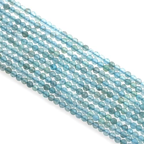 MJDCB 3mm Faceted Natural Apatite Round Loose Beads for Jewelry Making DIY Bracelet Necklace - color: Apatite