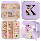 AYGXU Travel Jewelry Box for Women and Girls - Small Case With Initial A-Z - Teacher Gifts - color: purple, size: K