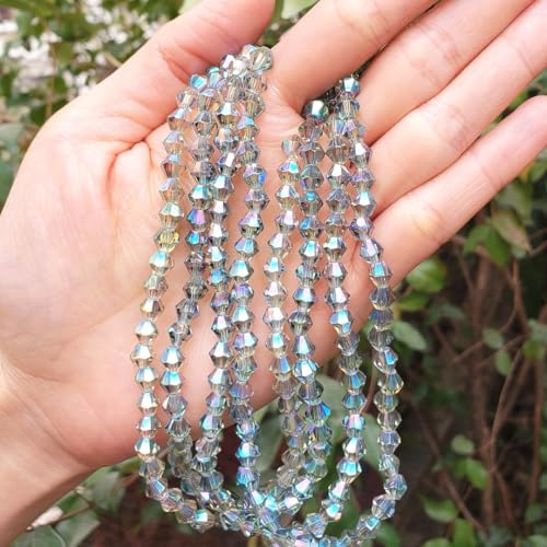 250pcs Czech 6mm (0.24 Inch) Faceted Bicone Crystal Glass Loose Beads Spacer Bulk Green Peridot Shimmer for DIY Craft Jewelry Making CCB636 - color: Peridot Shimmer, size: 6mm - 250pcs