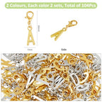 SUPERFINDINGS 104Pcs 2 Colors A-Z Alphabet Letter Charms Initial Letter Charm with Lobster Clasp Alloy Uppercase Letters Pendants for DIY Keychain Chain Bracelets Jewelry Making Craft (Pack of 2) - size: 30mm (Pack of 2)