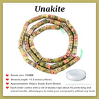 Natural Unakite Heishi Spacer Beads Loose Semi Precious Flat Round Gemstone Disc Shape Stone for Beading Jewelry Making 4x2mm 15.5" - color: Unakite