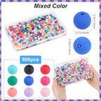 1 Box 500Pcs 8mm Matte Beads Round Acrylic Beads Opaque Frosted Colorful Ball Bubblegum Rubberized Imitated Silicone Smooth Loose Spacer Bead for Jewelry Making Bracelet Necklace DIY Crafts - color: Colorful