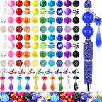 315Pcs 20mm Beads for Pens Making with Rondelle Spacer Beads Mixed Acrylic Focal Bubblegum Bead Crystal Round Sparkly Chunky Bead for Pens Beadable Necklace Keychain DIY Craft Jewelry Making Supplies - color: Rainbow and Pendant