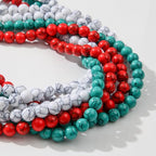 8mm Turquoise Beads 190pcs Christmas Natural Stone Gemstone Bead Round Loose Beads for DIY Crafts Bracelet Necklace Earrings Jewelry Making (Green&red) - color: green&red