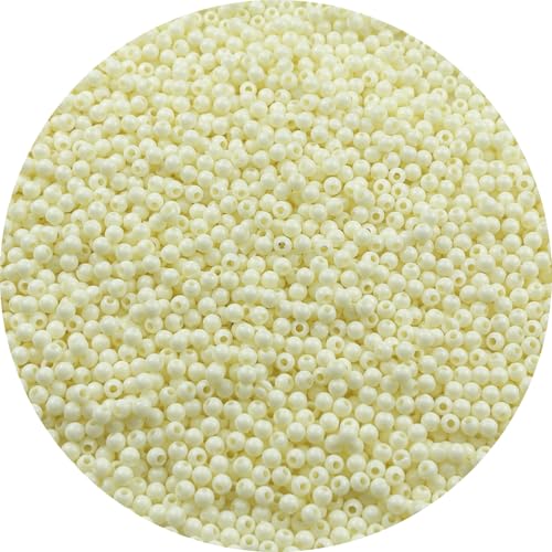 2000pcs Acrylic Round Beads for Crafts 4mm Resin Candy Color Spacer Beads with Hole for Jewelry Making Sewing Crafts Decoration Necklaces Bracelets Earrings Supplies(Cream) - color: Cream, size: 4mm