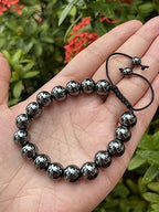 GAF TREASURES Grade A ++ Gemstone Round Bead Adjustable Bracelet 10mm, Genuine Crystal Bead Bracelet, Gift for Men & Women - color: Hematite