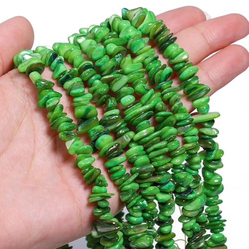 Chip Shell, 260pcs 5-8mm Irregular Shell Beads with Holes, Green Shell & Peridot Like Chip Beads for Jewelry Making - color: Green