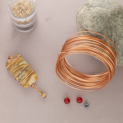 The Beadsmith Square Craft Wire - Medium Temper Beading Wire, Copper Color, 21 Gauge, 7 Yards - color: Copper, size: 21 Gauge, 7 Yard Coil