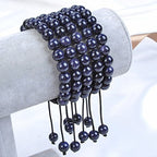 MASSIVE BEADS Natural Healing Power Gemstone Crystal Beads Unisex Adjustable Macrame Bracelets - color: Blue Sand, size: 8mm