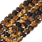 22pcs Faceted Heart Stone Beads Natural Tiger Eye Bead 8mm Crystals and Healing Stones for Jewelry Making Supplies,Friendship Bracelet Kit,Love Gifts - color: Tiger Eye