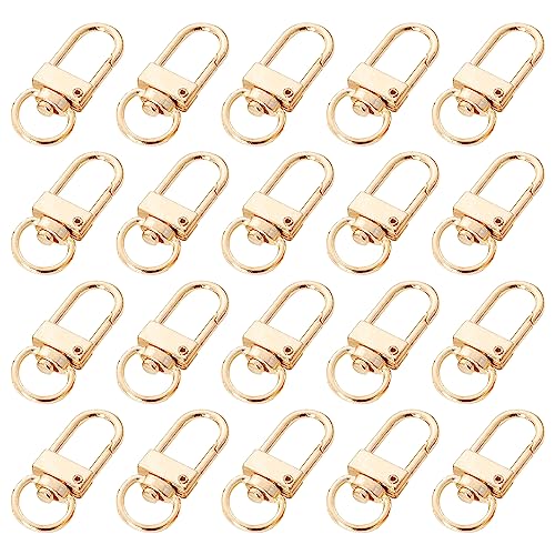 20 Pack Gold Metal Lobster Claw Clasps, 360° Swivel Lanyard Snap Hooks Lobster Clasp for Keychains, Key Chain Hooks for Jewelry Making Purse Bags DIY Crafts Pet Collar - color: Gold