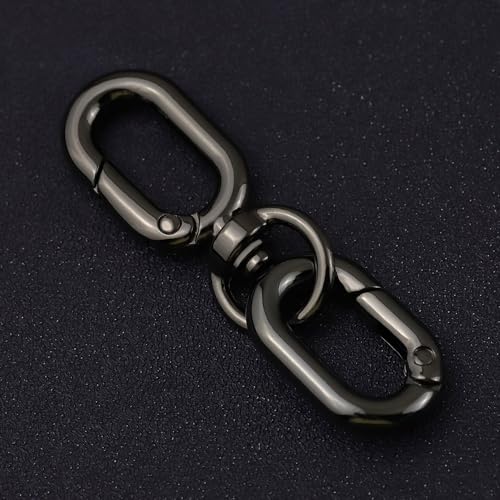 2 PCS Swivel Lobster Claw Clasp, Metal Snap Hooks, Double Opening Key Chain Clip for Bag Car Keychain Making Purse Straps - color: Gun Black