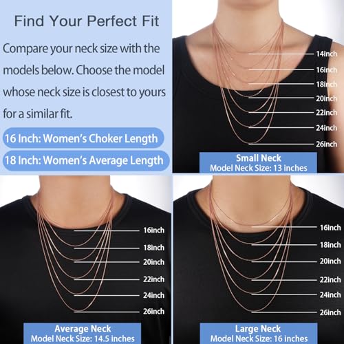 Jewlpire 18k Gold Plated 925 Sterling Silver Chain Necklace for Women, 1.2mm Cable Chain Necklace Thin & Dainty & Sturdy Women's Chain Necklaces 14/16/17/18/20/22/24 Inch - color: 18K Rose Gold Plated, size: 24 Inch