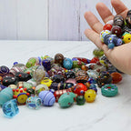 Assorted Glass Beads for Jewelry Making Adults, Bulk Glass Beads for Crafts, Lampwork Murano Bead Mix for Bracelets and Necklaces, Crafting Beads Supplies Kit, Large & Small Beads
