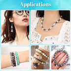 840pcs 8mm Glass Beads - 24 Colors, Round Marble Loose Beads for Men Women Bracelet Earring Necklace Jewelry Making Supplies - color: Black