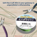 Soft Flex 26 Gauge Craft Wire - 27 Meters - Jewelry Wire with Tarnish Resistant Silver Plating - style: Green