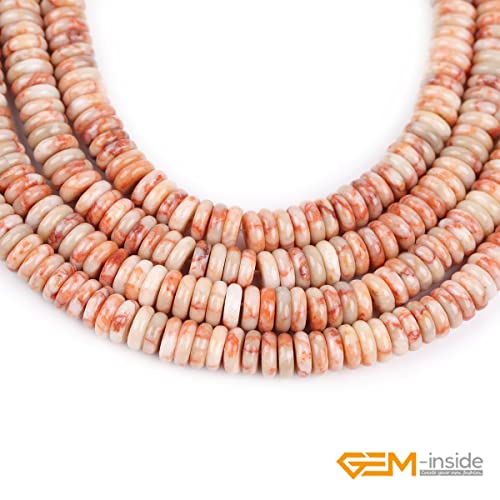 GEM-Inside 2x6mm Natural Red Crazy Lace Agate Stone Heishi Disc Rondelle Spacer Beads for Jewelry Making Full 15" Strand Energy Stone Healing Power Crystal - color: Red Crazy Lace Agate