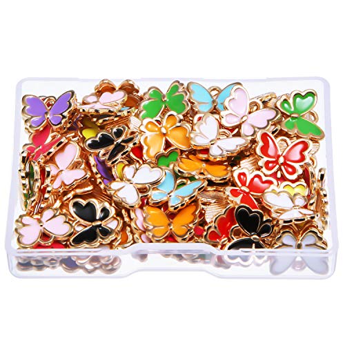 Hicarer 100 Pieces Butterfly Charms for Jewelry Making Mixed Butterflies Charms Colorful Alloy Pendant Jewelry Butterfly Charm for Necklaces Bracelets Earrings DIY Supplies Mother Women