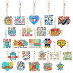 Huquary 24 Sets Father's Day Diamond Art Painting Keychains Kits 5D Dad Diamond Art Keyrings Charm Pendants for Adults Dad DIY Craft Gifts for Father's Day Daddy Birthday Party Favors Bags Decor - style: Dad
