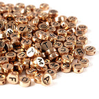 Amaney 600Pcs 7x4mm Rose Gold Round Acrylic Letter Beads Alphabet Letter Beads for Jewelry Making Bracelets Necklaces Key Chains - color: RoseGold&Black