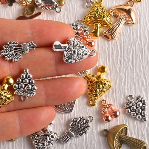 stino Metal Charms for Jewelry Making 100gram, Bulk Tibetan Silver & Gold Plated Trinkets for Earring Necklace Jewelry Making and Findings - color: Food Mixed Color