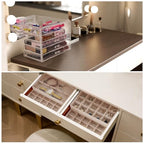 FEISCON Jewelry Box Organizer，Acrylic Storage Organizer with 5 Drawers Adjustable Velvet Trays grid size Jewelry Storage Box Clear Jewelry Organizer Gift for Women Girls (5 layer) - size: 5 layer