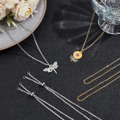 SUNNYCLUE 1 Box 10 Pack 24 Inch/0.6m 2mm Necklace Slider Chains Adjustable Necklace Chain Bulk Stainless Steel Slider Adjustable Ball Bead Findings for DIY Women Men Adults Jewelry Making Supplies