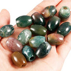 SUNYIK Indian Agate Large Hole (5mm) Barrel Rondelle Loose Charms European Bead fits Bracelet,Jewelry Makings Pack of 20 - color: #1-Multi Green-Indian Agate, size: 16x5mm