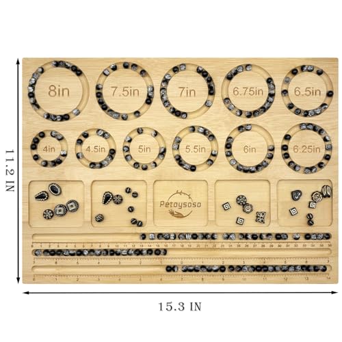 Petoysoso Bead Boards for Jewelry Making, Thicken Bamboo Beading Board for Jewelry Bracelet Making, Bracelet Bead Board, Bracelet Bead Board for Bracelet, Jewelry Making Supplies 15.3x 11.2x0.5 Inches - size: Bracelet-l