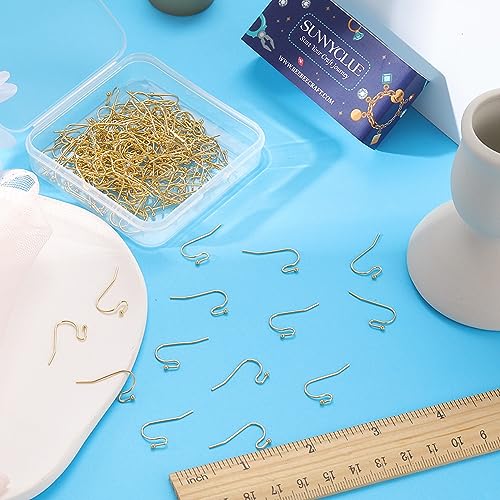 SUNNYCLUE 1 Box 160Pcs 18K Gold Plated Earring Findings French Earring Hooks Fish Hook Ear Wires French Ear Wires for Jewelry Making Accessories DIY Handmade Craft - color: 160pcs 18k Gold Plated French Earring Hooks