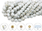 500PCS 10mm White Round Glass Beads Bracelet Space Loose Smooth Beads for Jewelry Making, Earring, Necklaces, Keychains, Lanyards & Adult Crafting - size: 10mm White #364
