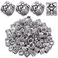 BronaGrand 100pcs Large Hole Antique Silver Flower Bead Spacers Alloy Tube Beads for DIY Necklace Bracelet Jewelry Craft Making Accessory - color: Silver1