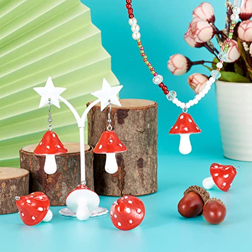 Craftdady Fruit Dangle Charms Pendants Cute Resin Food Pendants Apple Orange Pineapple Strawberry Pendants Lovely Vegetable Mushroom Charms for DIY Craft Earring Bracelet Necklace Jewelry Making - color: Red, Mushroom