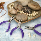 The Beadsmith Mini Series Round Nose Plier – Create Consistent Loops in Wire and Metal – 3-Inches, Purple Comfort Grip Handle, Single Leaf Spring, Polished Steel Head – Tools for Jewelry Making - style: Round Nose