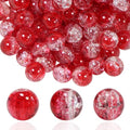 100Pcs 10mm Crackle Glass Beads for Jewelry Making - Round Spacer Crystal Beads Bulk, DIY Craft Supplies for Necklace Bracelet Earrings (Ruby red Transparent) - color: Ruby red Transparent