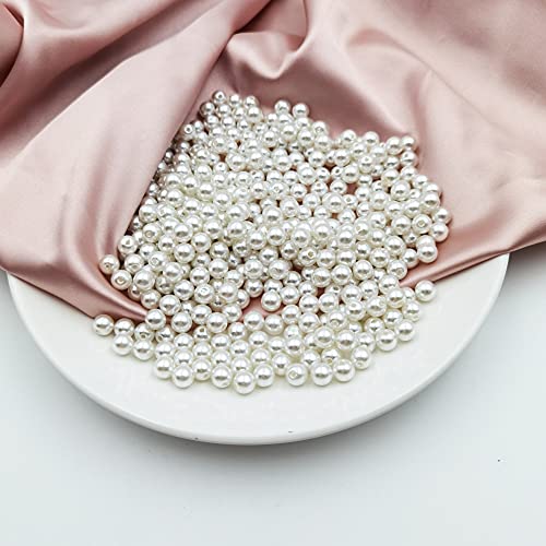 INSPIRELLE 1200pcs 8mm White Art Faux Pearl Beads ABS Round Loose Spacer Beads for DIY Craft Necklaces Bracelets Jewelry Making - color: White, size: 8mm