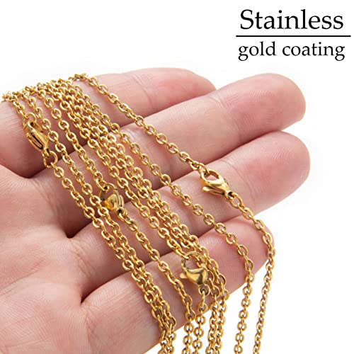 20 Pack Necklace Chains Gold Plated Stainless Steel Cable Chain Necklace Bulk for Jewelry Making, 20 Inches - size: 20 Inches