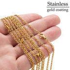 20 Pack Necklace Chains Gold Plated Stainless Steel Cable Chain Necklace Bulk for Jewelry Making, 20 Inches - size: 20 Inches