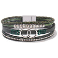 FANCY SHINY Mothers Day Gifts Boho Leather Wrap Bracelet Stackable Infinity Chunky Cuff Bracelets Western Hippie Outfits Jewelry Valentine Gifts for Women - color: Olive Green