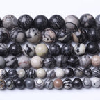Black Clathrite Stone Beads for Jewelry Making DIY Bracelet Necklace Jewelry Making 1 Strand 15.5inch 60PCS 6MM - color: Black Clathrite, size: 6MM