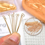 200pcs 30mm 14K Gold Filled Eye Pins DIY Crafts Beads Charms Earring Bracelet Jewelry Making Accessories Supplies - color: Gold Eye Pins, size: 30mm