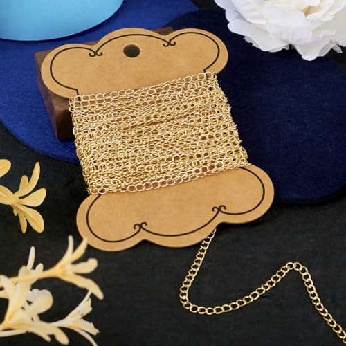 EEE ELECRELIVE 16.4 Feet 14K Gold Filled Curb Chain Soldered Brass Thin Cable Chain Permanent Jewelry for Women Minimalist Necklace Bracelet Making - color: Gold