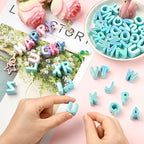 Ornaland 90-100Pcs Large Letter Beads Acrylic Alphabet Letter Beads Random Mixed Alphabet Shape Bead for Bracelets Keychains Jewelry Lanyards Making(Turquoise) - color: Turquoise