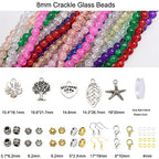720PCS 8mm Crackle Glass Round Bulk, Bracelet Space Loose Smooth Beads for Jewelry Making Earring, Necklaces, and DIY Crafts,Keychains, Lanyards & Adult Crafting - size: 8mm Crackle Mixed