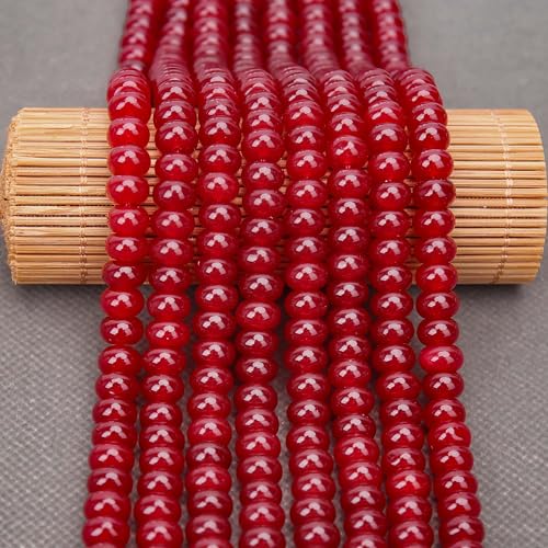 BONNY BOXX 1 Strand Natural 5 * 8mm Garnet Jade Rondelle Beads, Natural Abacus Disk Stone Beads Loose Spacer Gemstone for DIY Bracelet Necklace Jewelry Making - color: Garnet Jade, size: 5*8MM