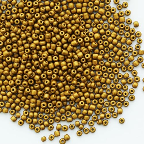 Matte Golden Seed Beads 200 Grams About 6500pcs, 3mm 8/0 Glass Craft Beads for Making Earrings, Bracelets, Pendants, Waist Jewelry,DIY Handmade Seed Beads (Matte Golden) - color: Matte Golden, size: 3mm